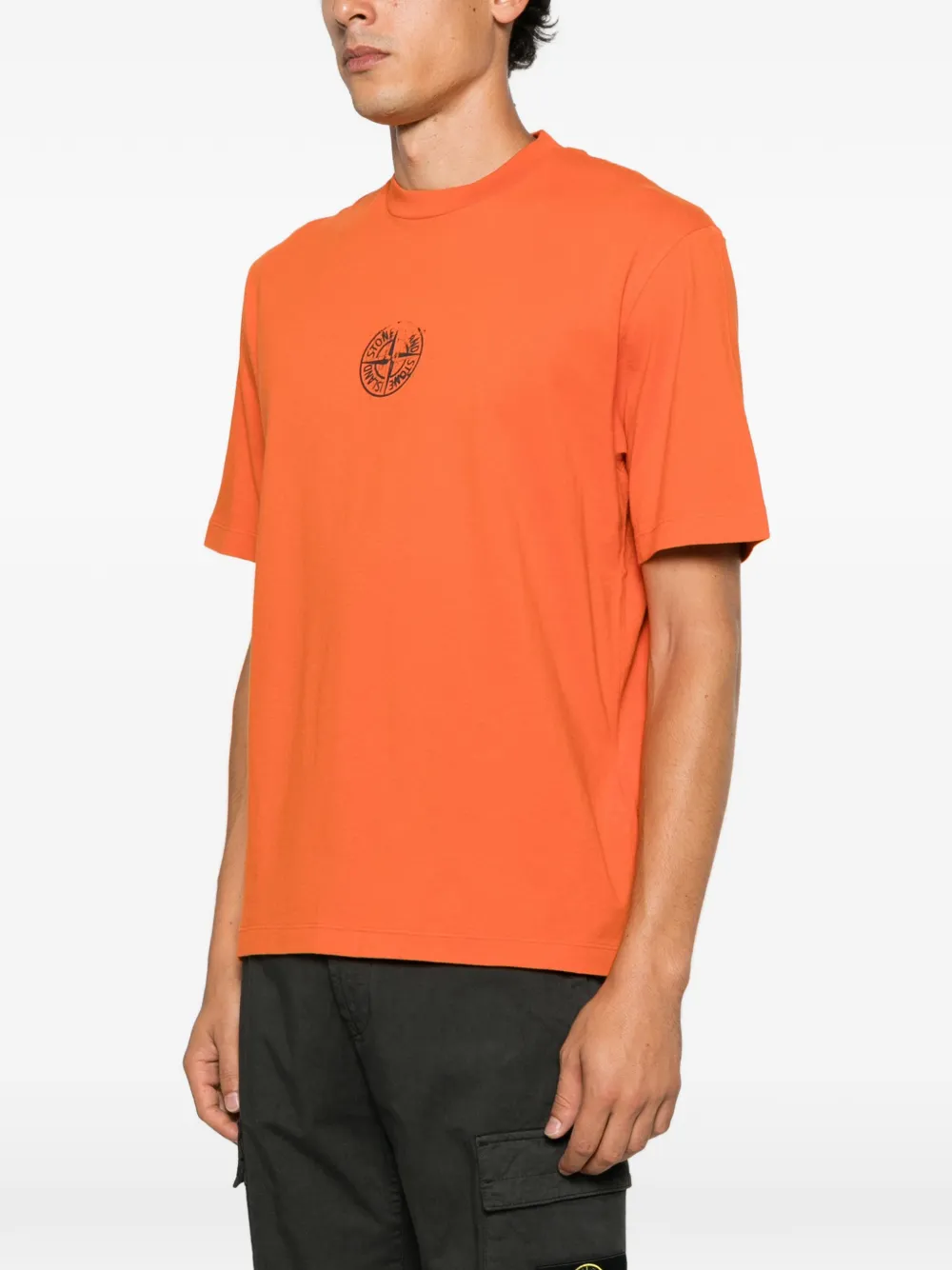 Stone Island T-shirt met logoprint Oranje