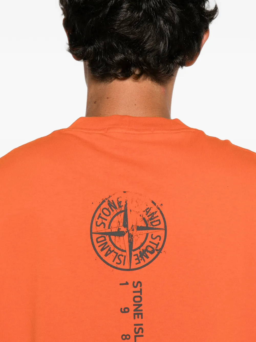 Stone Island T-shirt met logoprint Oranje
