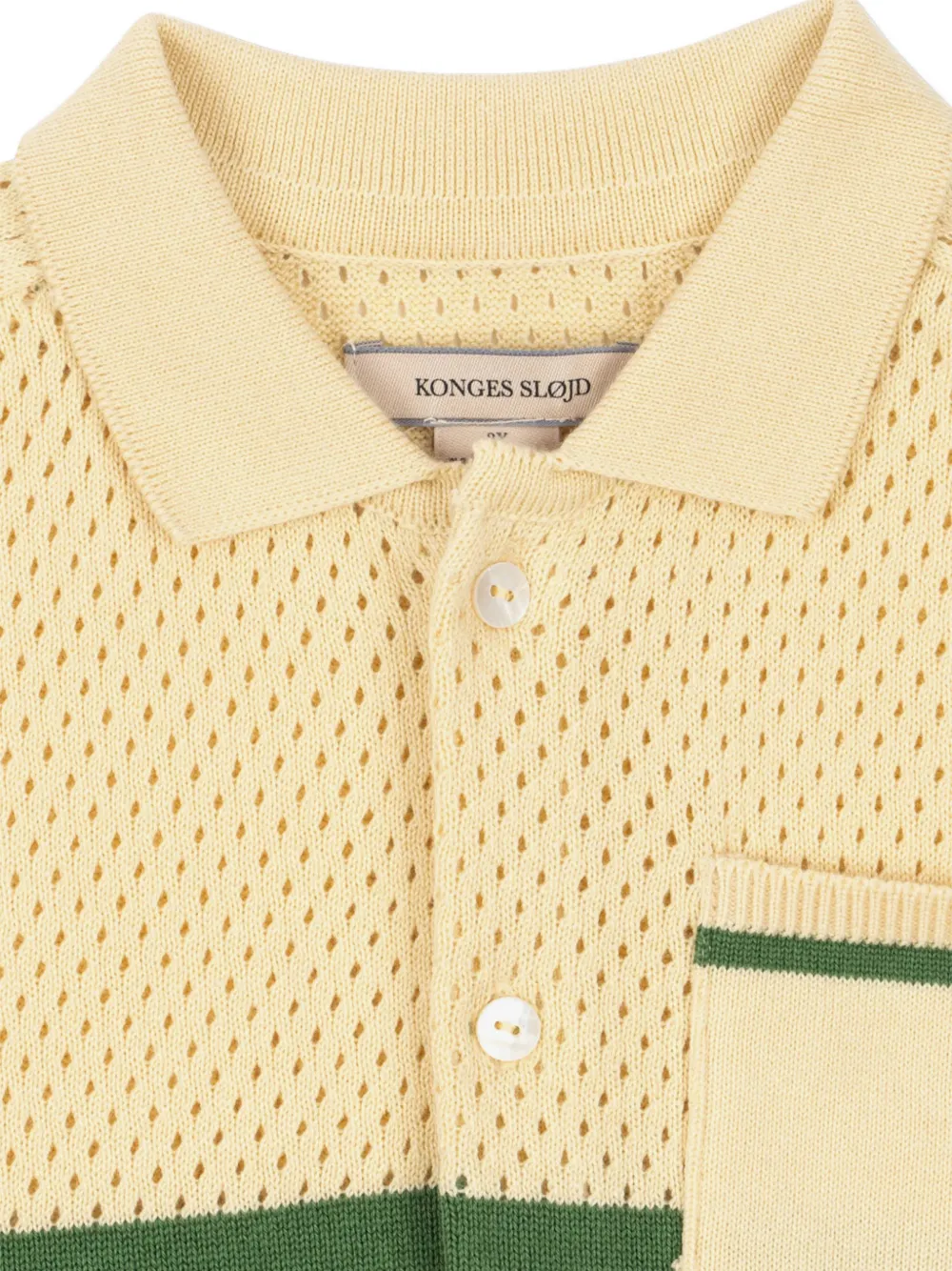 Konges Sløjd Pointelle poloshirt met print Beige