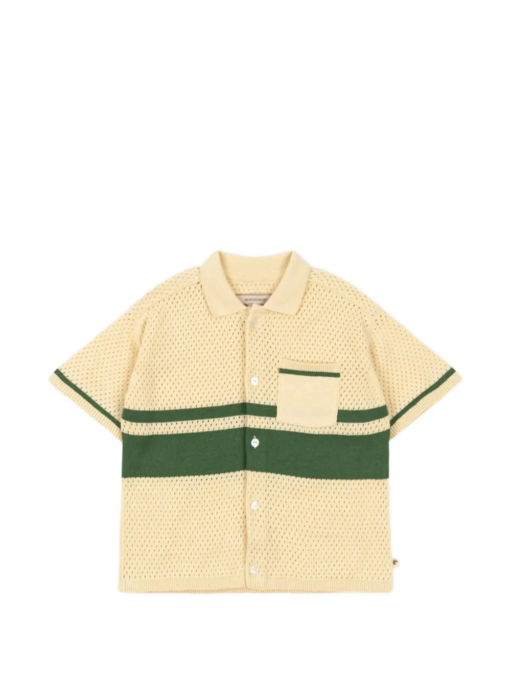 Konges Sløjd Kids' Pointelle-knit Striped Shirt In Brown