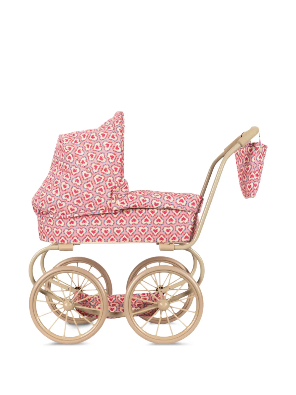 Konges Sløjd heart-print quilted toy pram - Nude