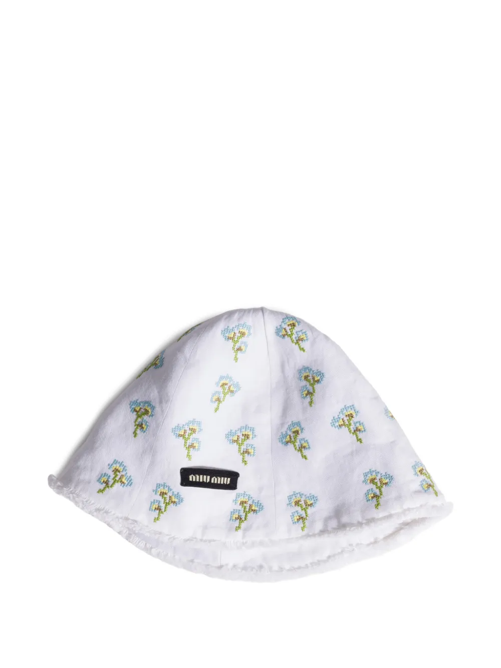 Miu Miu Bestickte Mütze - Weiß
