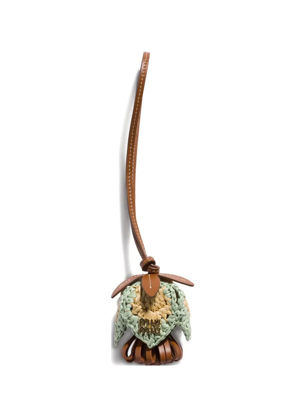 Miu Miu leather and raffia-effect yarn trick - Marrone