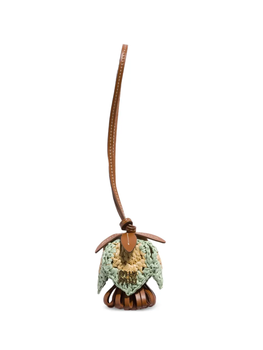 Miu Miu leather and raffia-effect yarn trick - Marrone