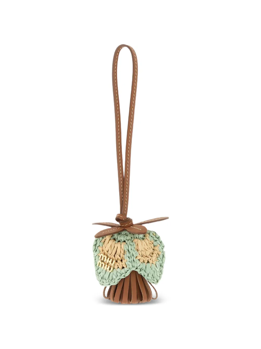 Miu Leren trui met raffia-effect Bruin