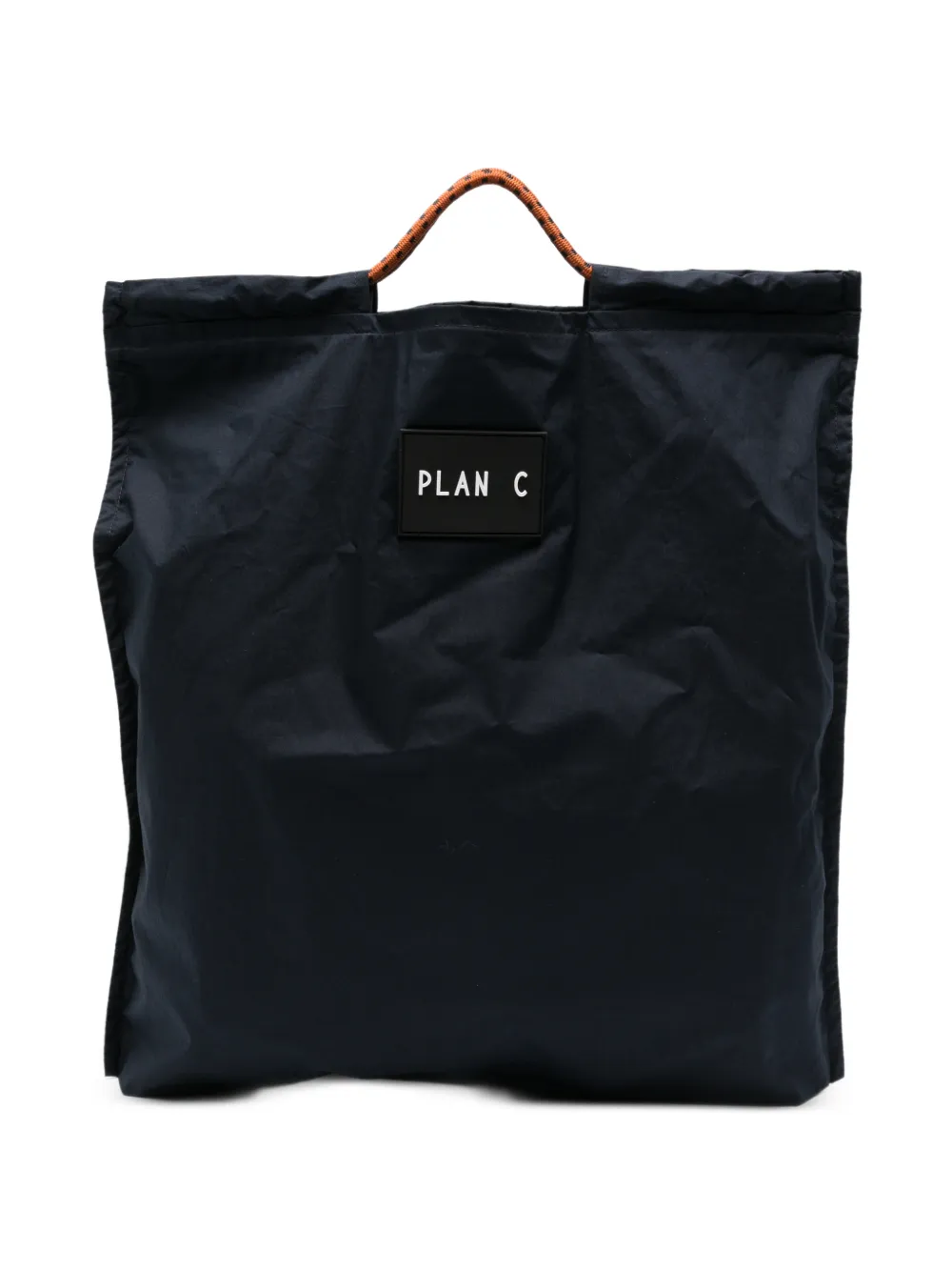 Plan C logo-patch rope-handle tote bag - Blu