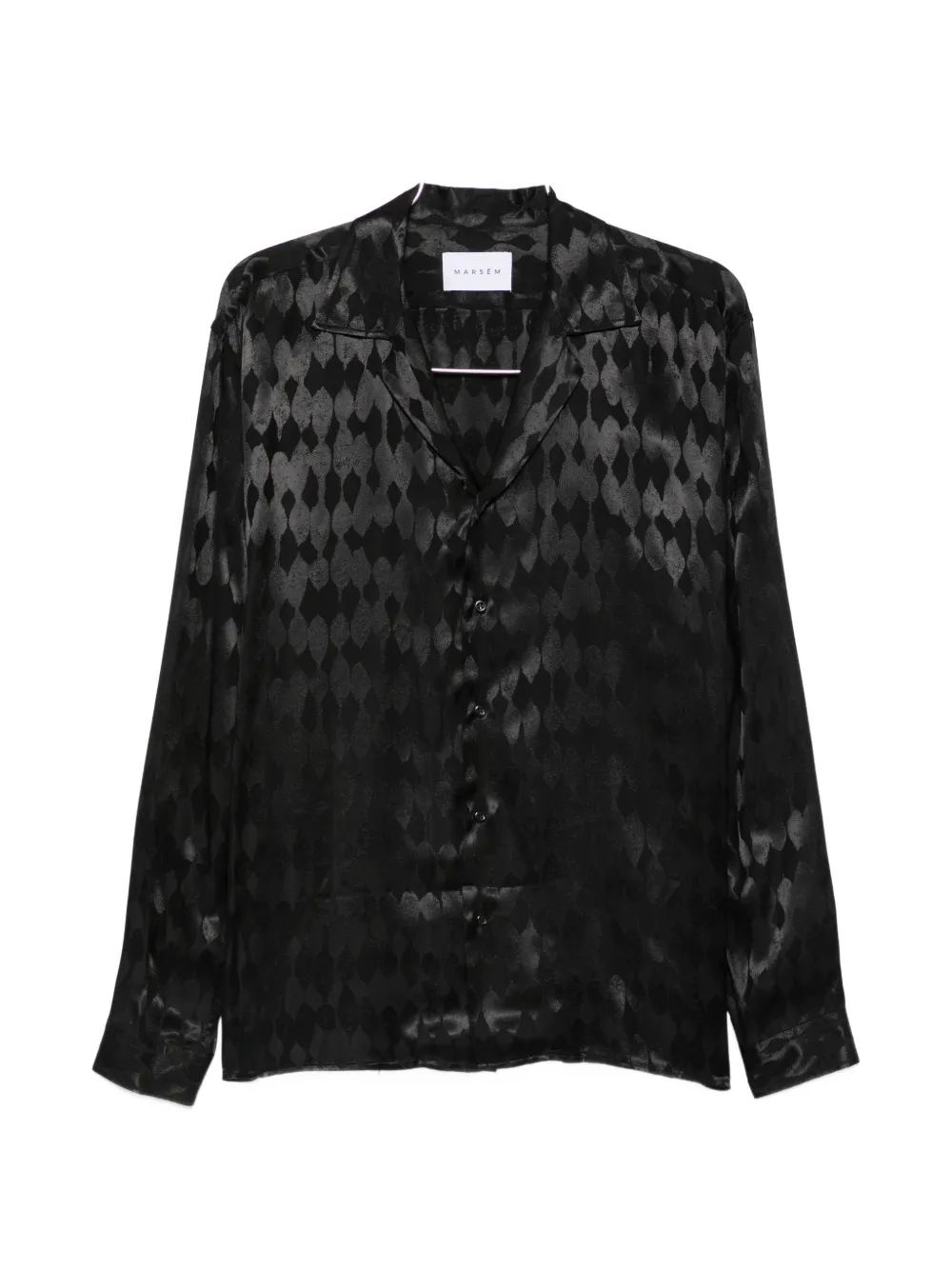 Marsēm Jacquard-patterned Camp-collar Shirt In Black