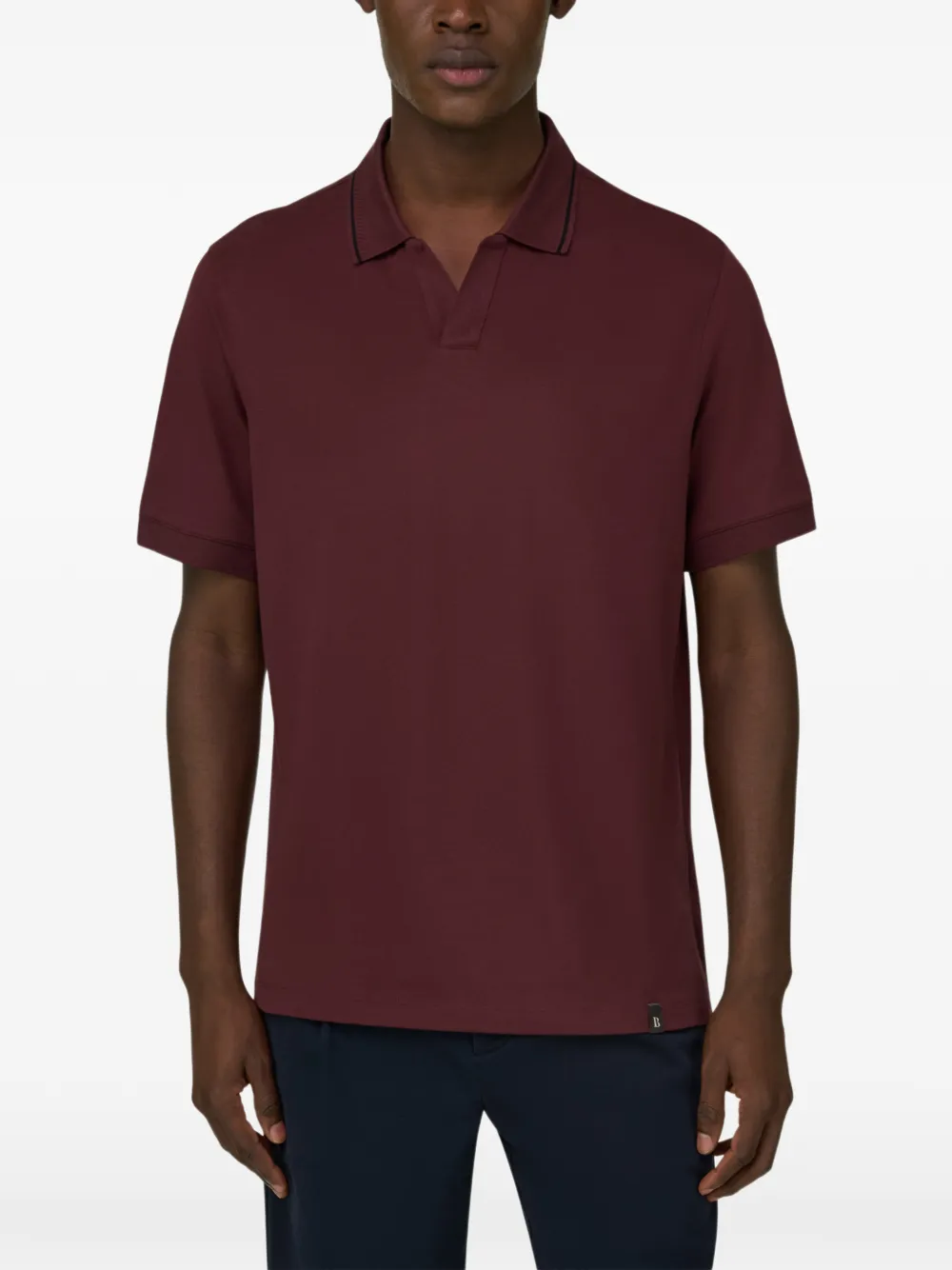 Boggi Milano T-shirt met contrasterende afwerking Rood