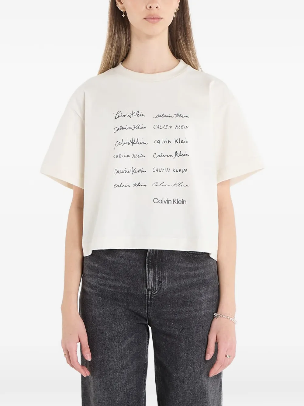 Calvin Klein logo crop top - Nude