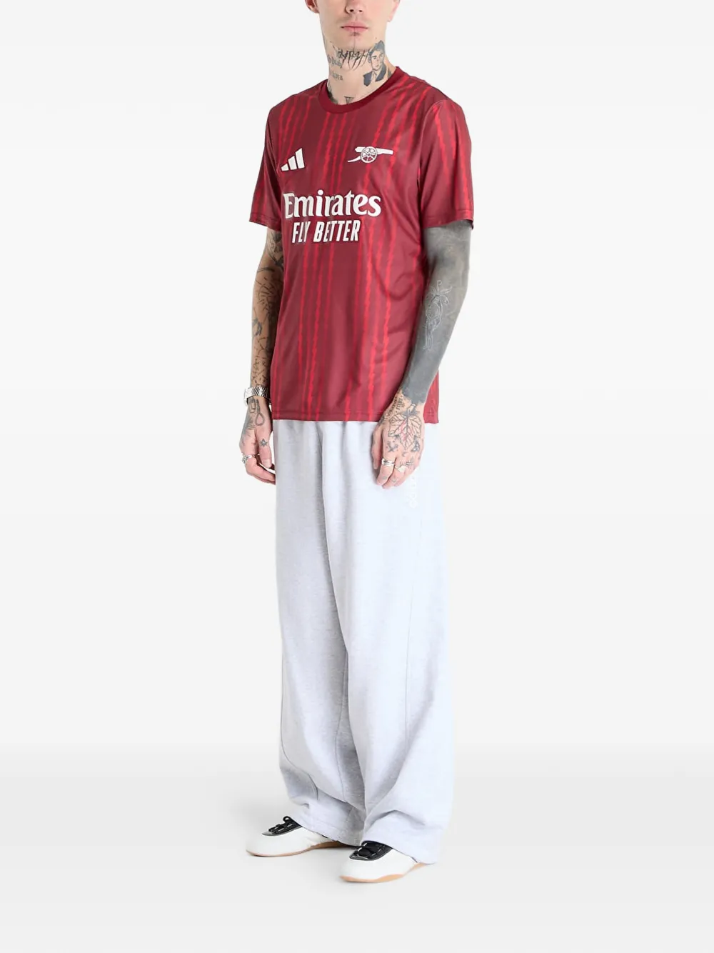 adidas Arsenal FC Warm-up jersey gestreept T-shirt met logo Rood