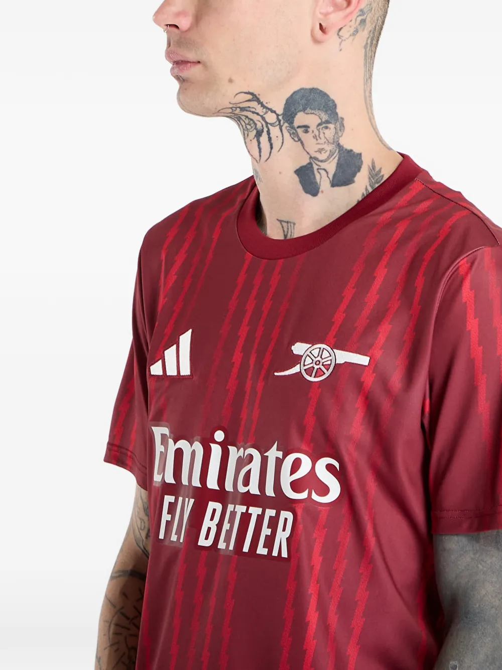 adidas Arsenal FC Warm-up jersey gestreept T-shirt met logo Rood