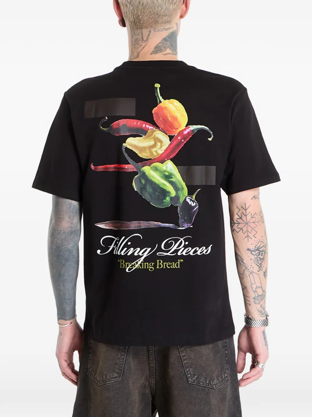 Filling Pieces Pepper grafisch T-shirt Zwart