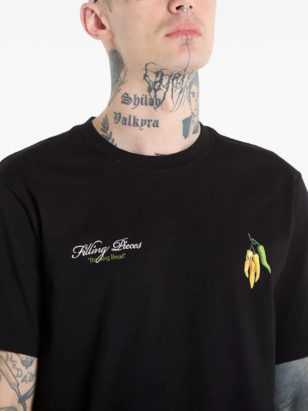 Filling Pieces Pepper grafisch T-shirt Zwart