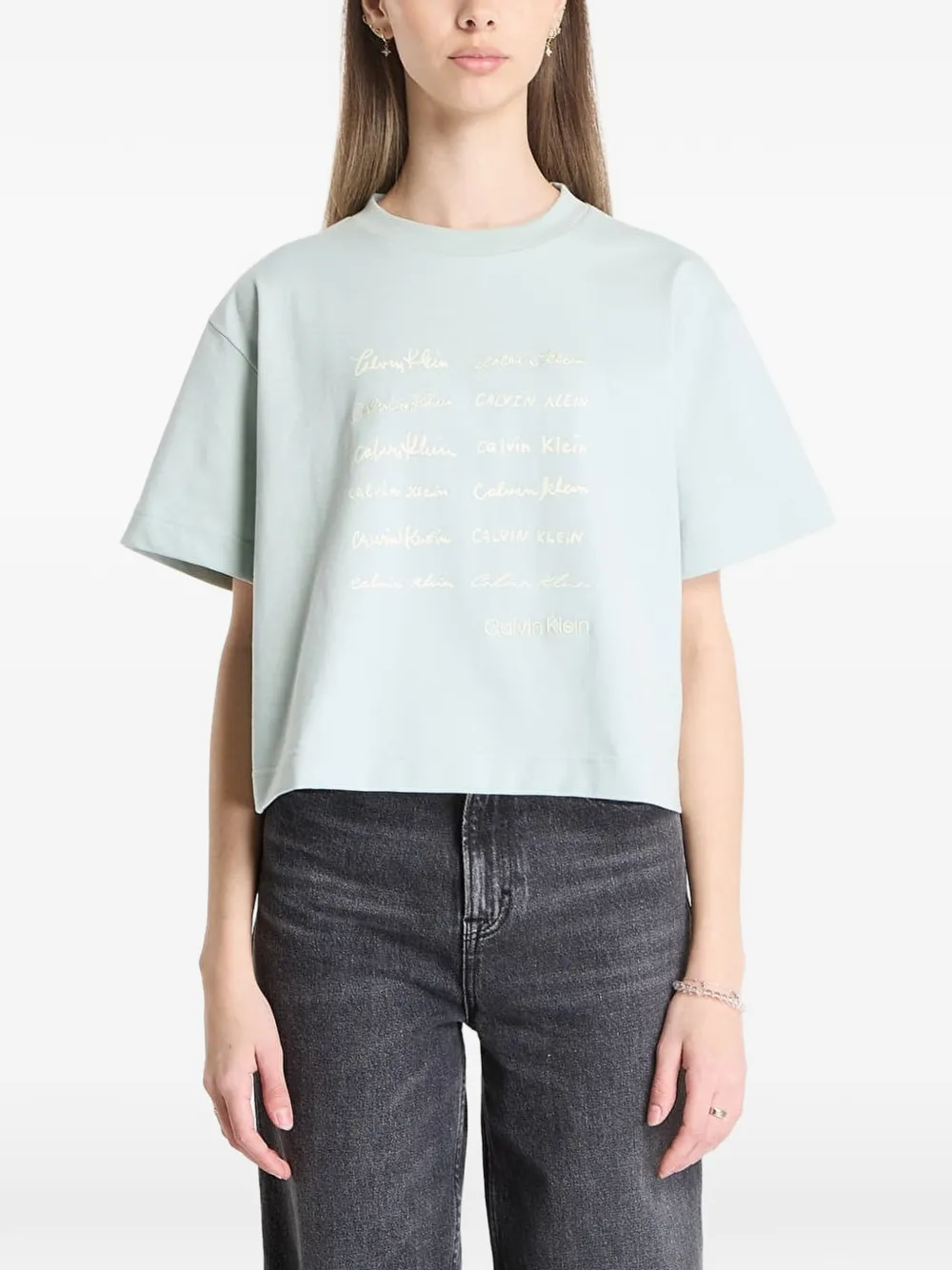 Calvin Klein cropped boxy T-shirt - Verde