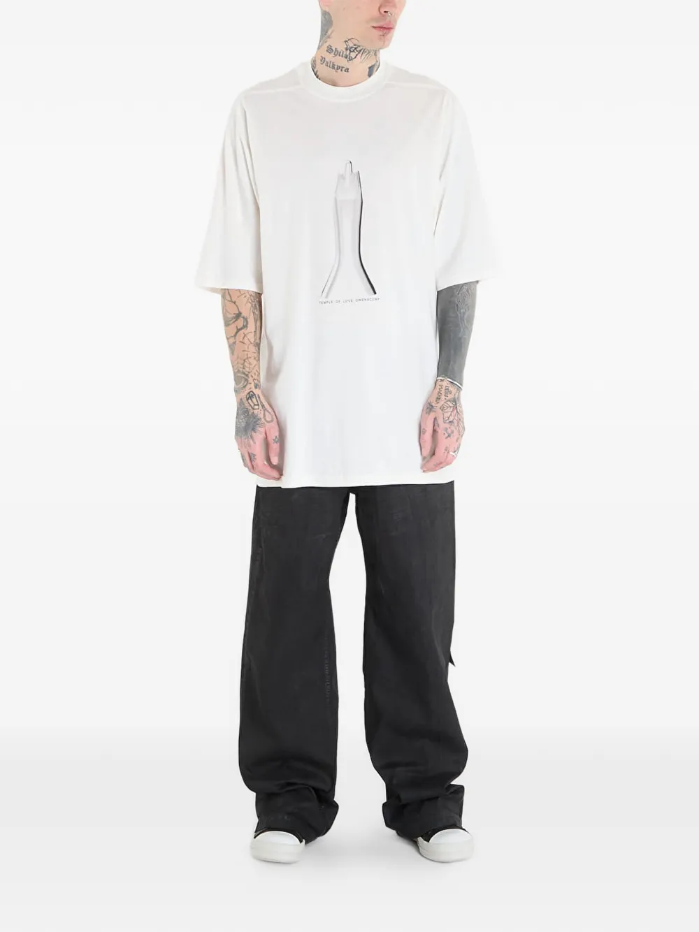Rick Owens DRKSHDW Jumbo T-shirt met print Beige