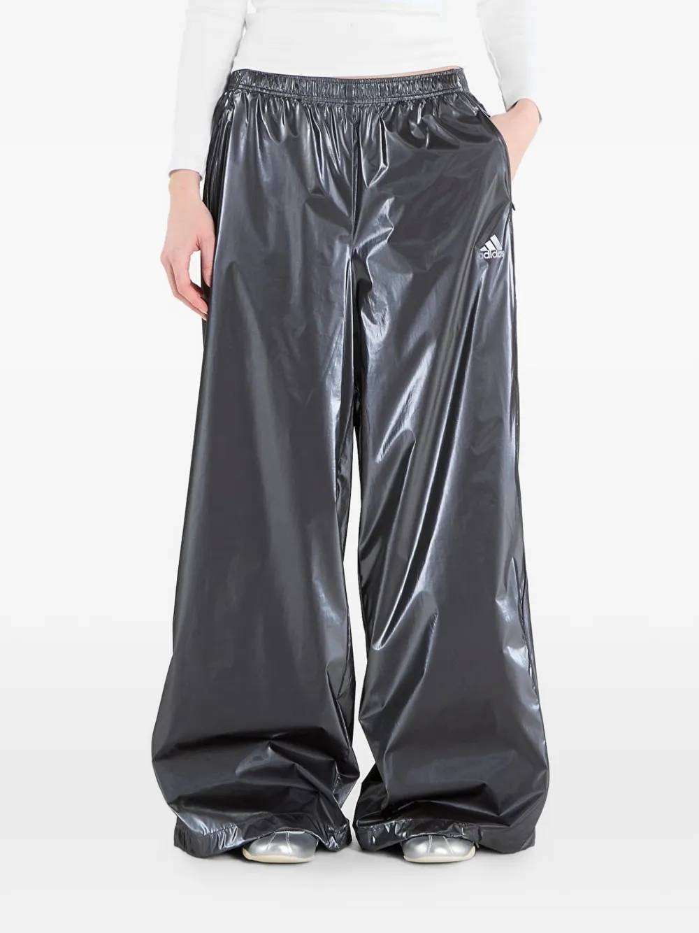 adidas logo wide-leg tracksuit bottoms - Grigio