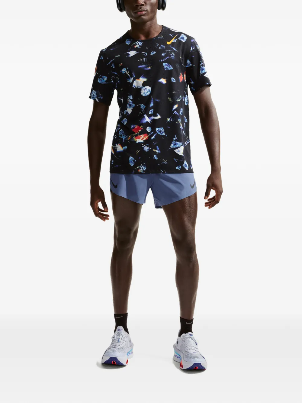 Nike T-shirt met print en korte mouwen Zwart