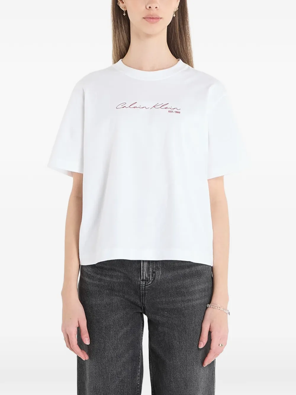 Calvin Klein graphic boxy T-shirt - Weiß