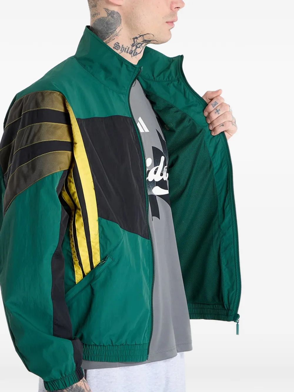 adidas Gestreepte sweater met rits Groen