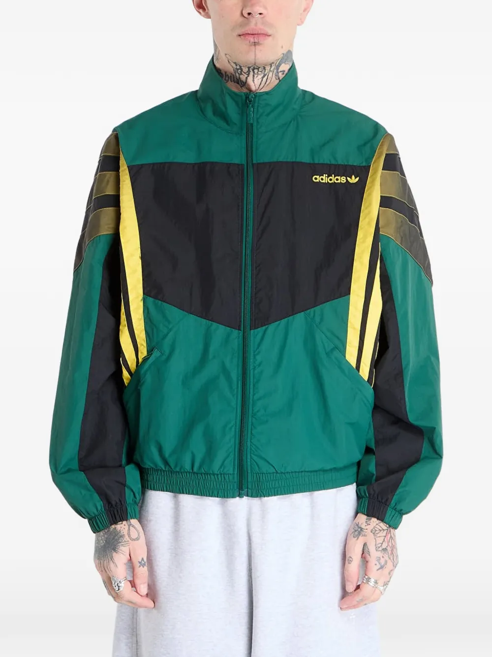 adidas striped zip sweatshirt - Grün
