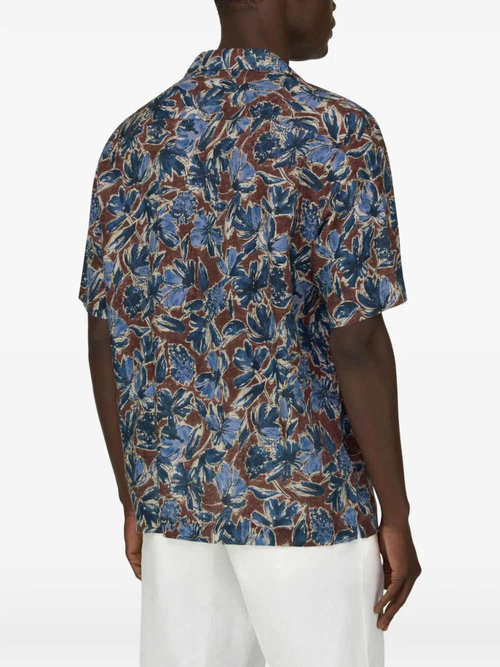 Boggi Milano Blouse met bloemenprint en borstzak Blauw