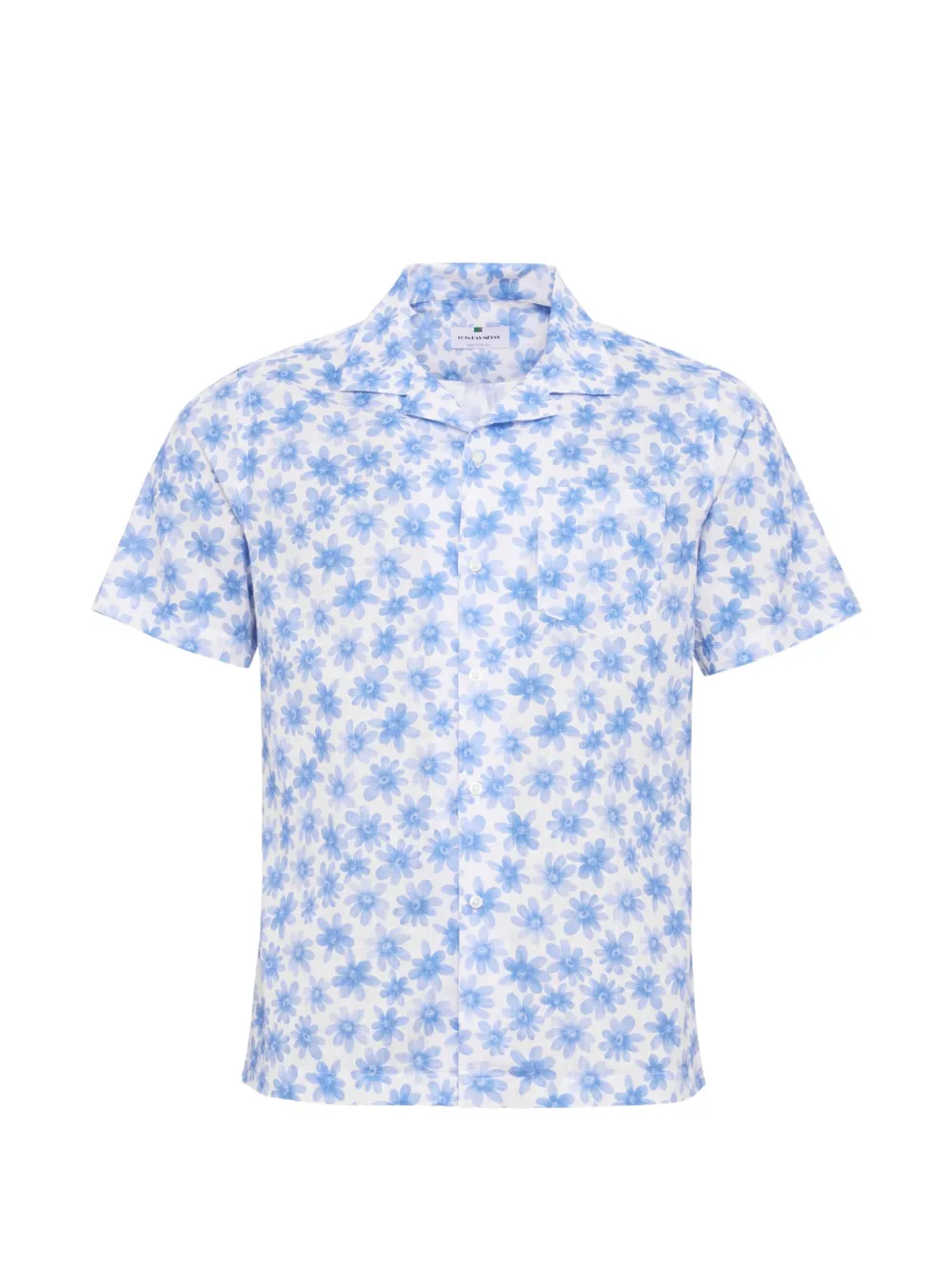 Loja Das Meias Floral-print Camp-collar Polo Shirt In Blue
