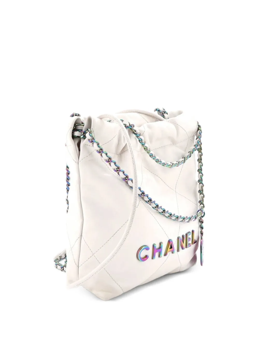 CHANEL Pre-Owned 22 Chain Hobo Quilted Calfskin Mini crossbody bag - Bianco