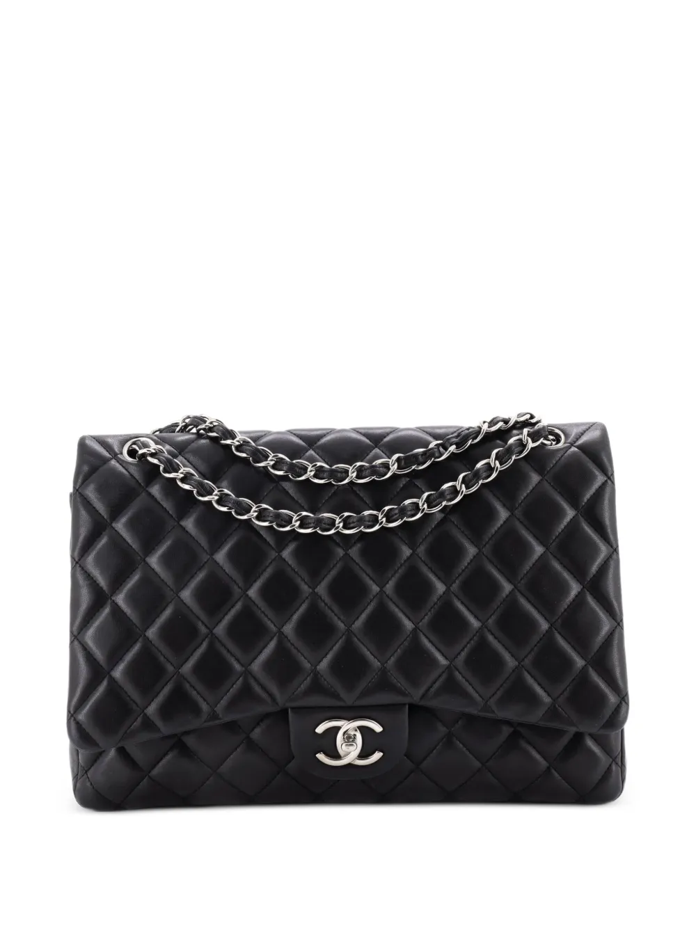 CHANEL Pre-Owned Classic Double Flap Bag Quilted Lambskin Maxi shoulder bag - Nero