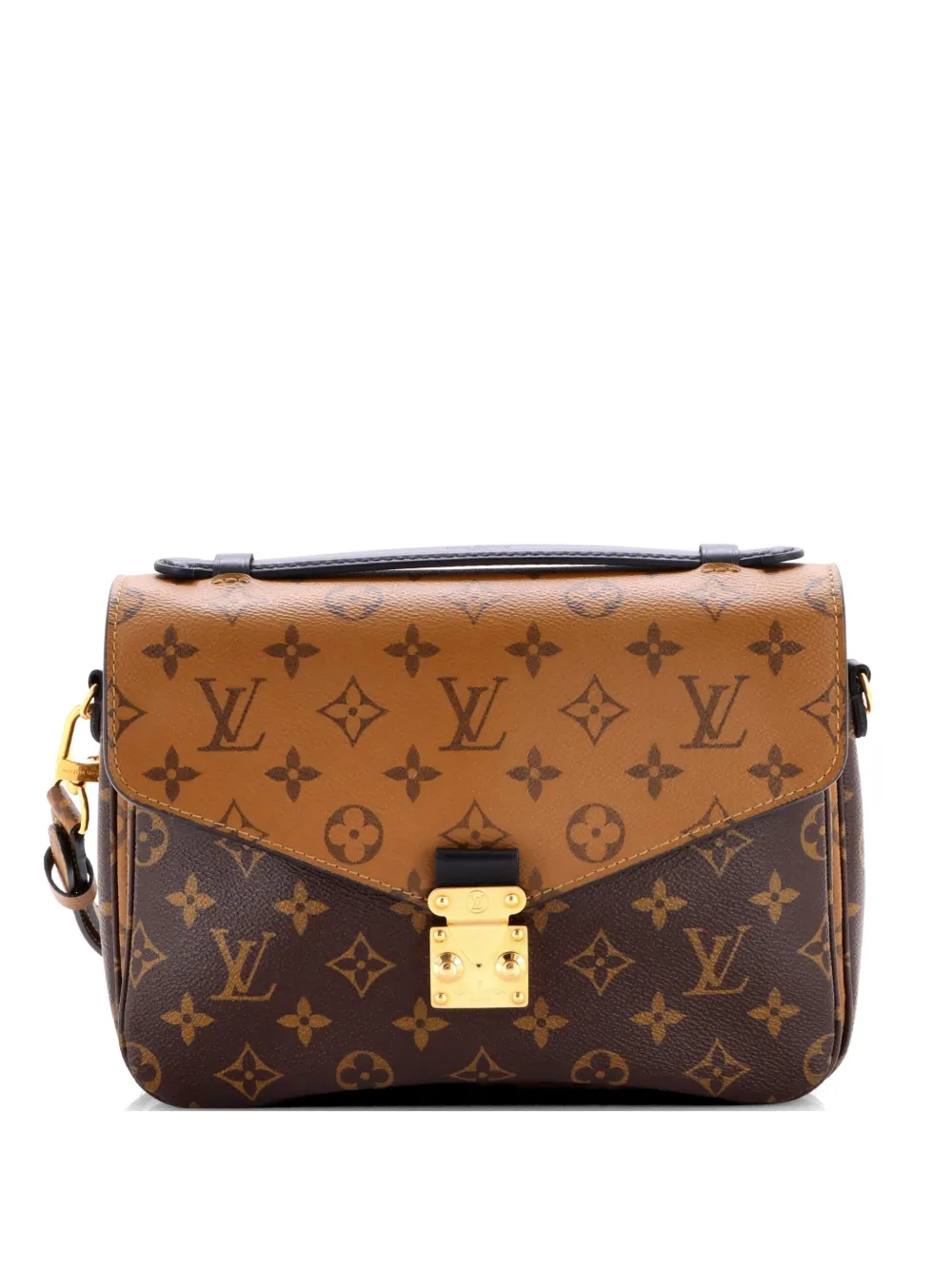 Pre-owned Louis Vuitton Pochette Metis Reverse Monogram Canvas Crossbody Bag In Brown