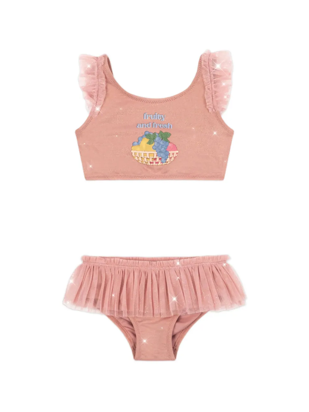 Konges Sløjd glitter-effect ruffled underwear - Rosa