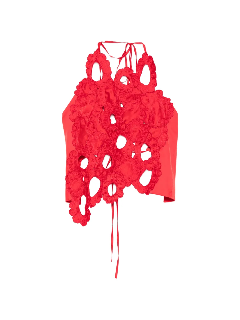 LITKOVSKA cut-out floral-lace top - Rosso