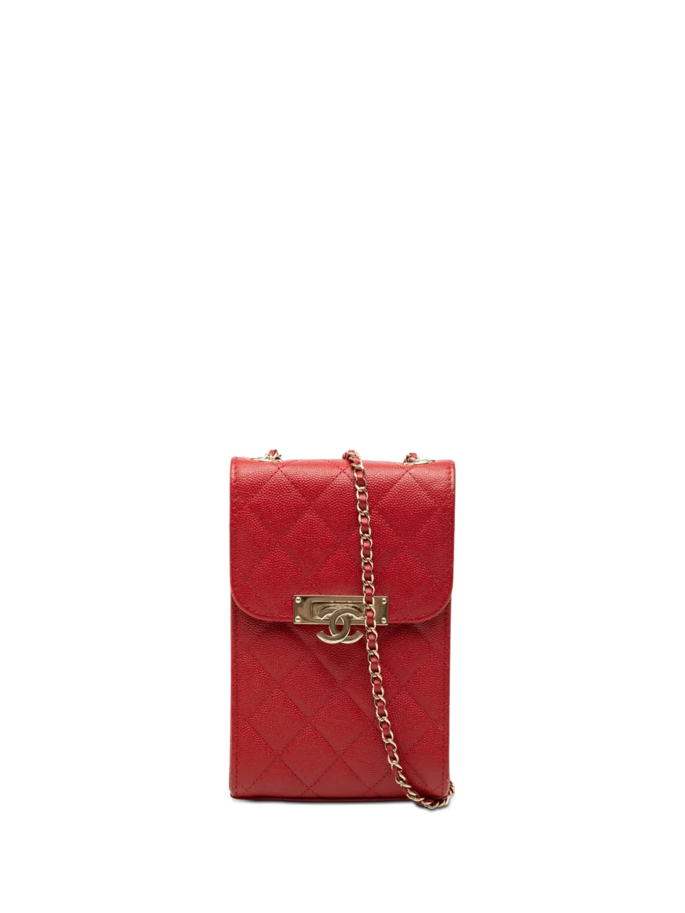 CHANEL Pre-Owned 2019 Quilted Caviar Golden Class Phone Holder crossbody bag - Rot