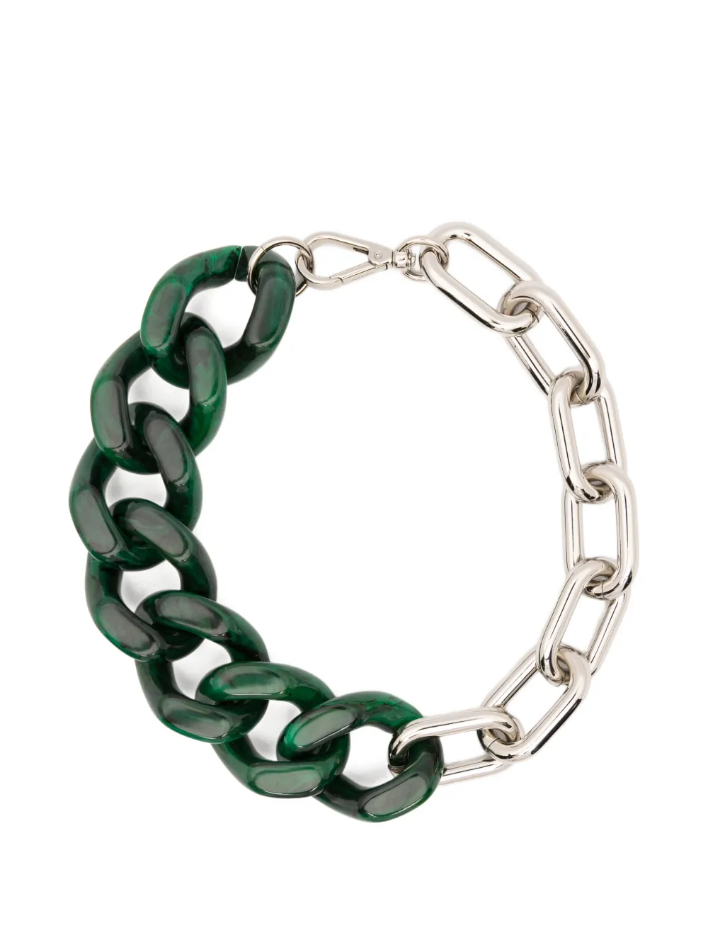 Plan C malachite-effect chunky-link necklace - Silber