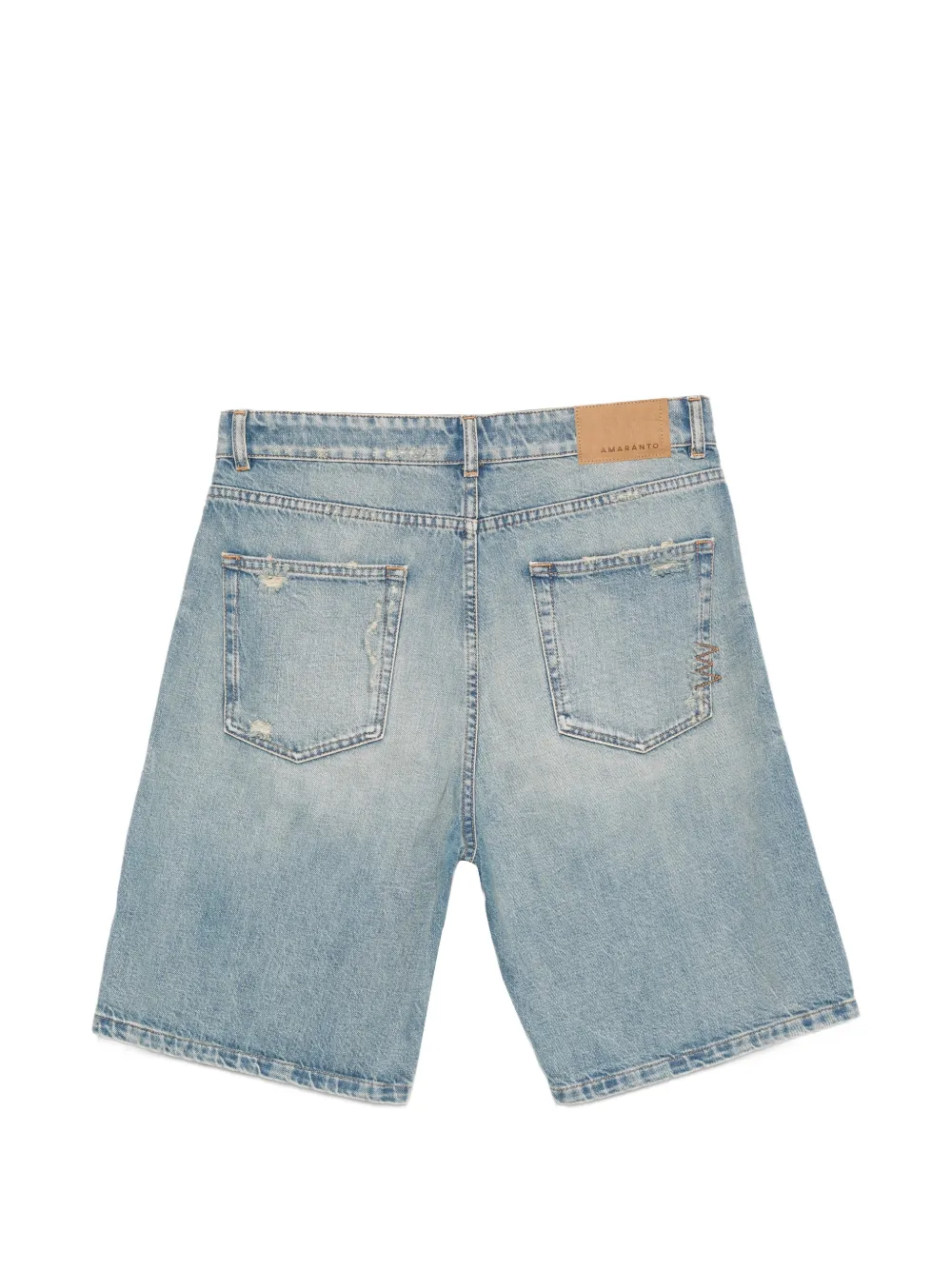  Amaránto Pantalones Vaqueros Cortos Con Efecto Envejecido - Azul 
