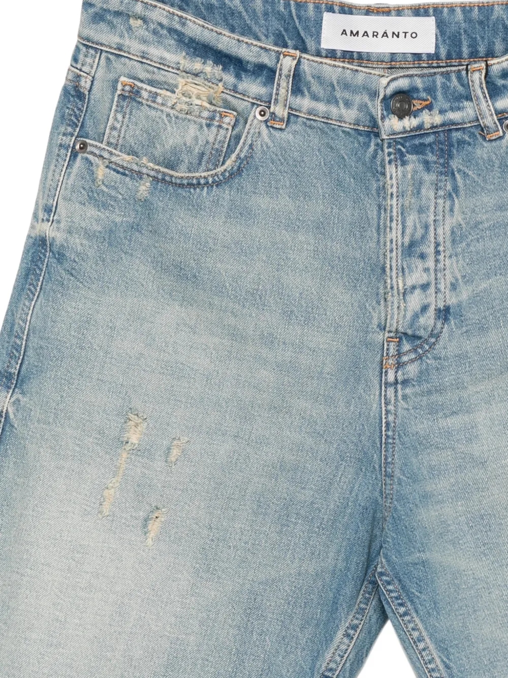  Amaránto Pantalones Vaqueros Cortos Con Efecto Envejecido - Azul 
