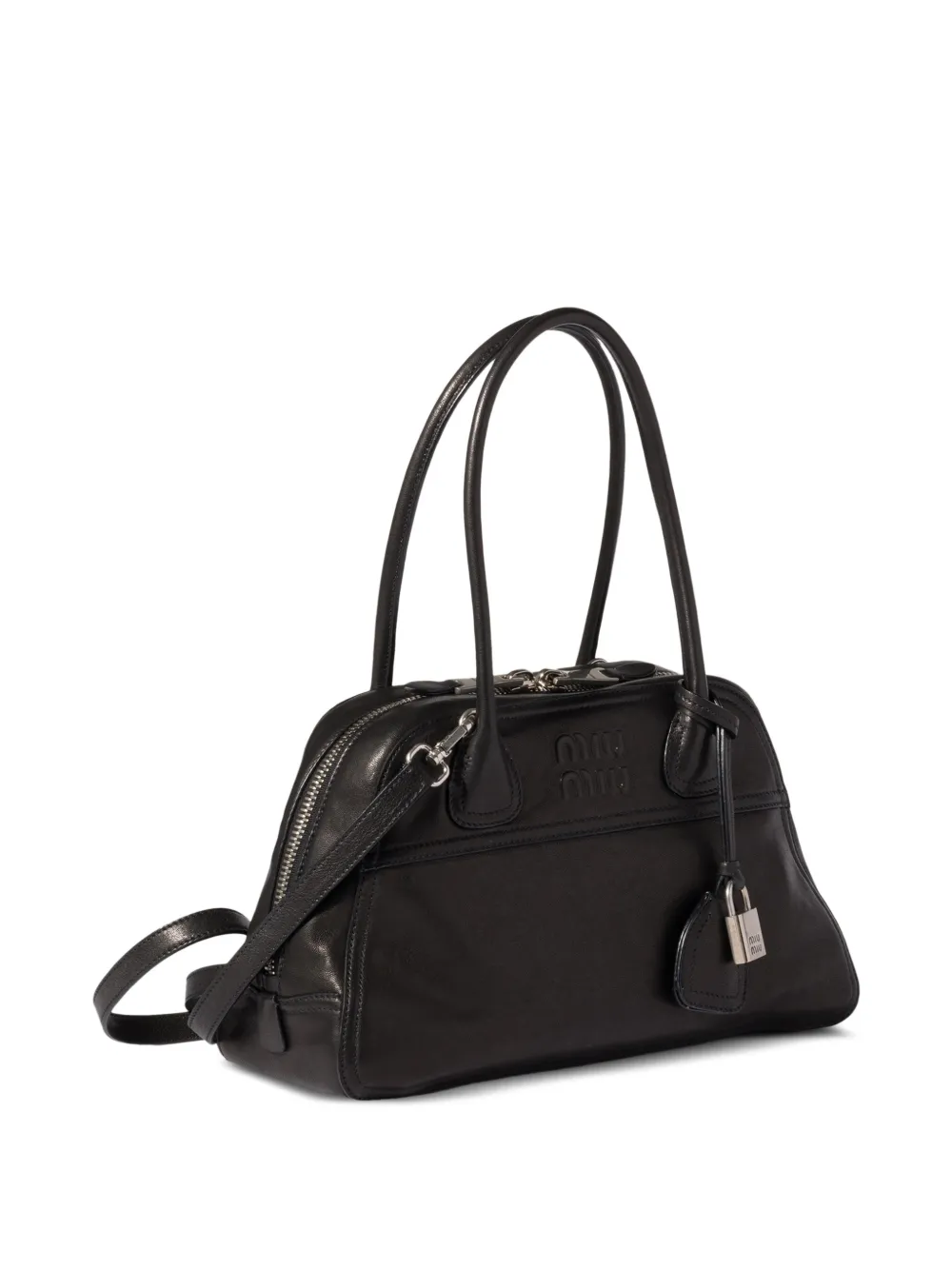 Miu Vivant leren shopper met logo-reliëf Zwart