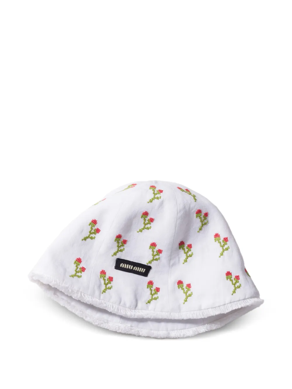 Miu Miu Bestickte Mütze - Weiß