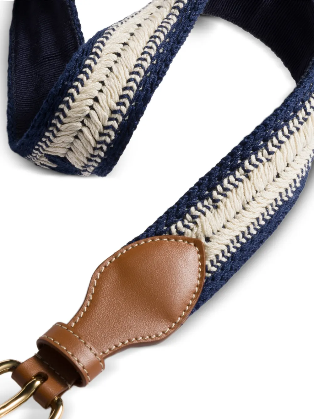 Miu Gehaakte riem van leer en katoen Blauw