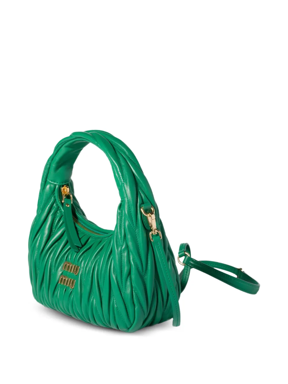 Miu Wander matelassé nappa leren shopper Groen