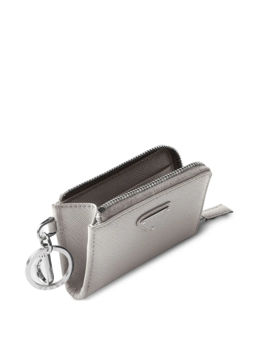 Prada Saffiano leren mini-buidel met sleutelhanger Wit