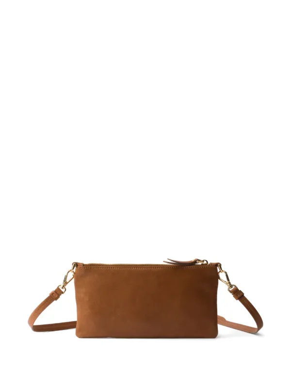 Prada Nappa Leather Wallet With Shoulder Strap | Brown | FARFETCH