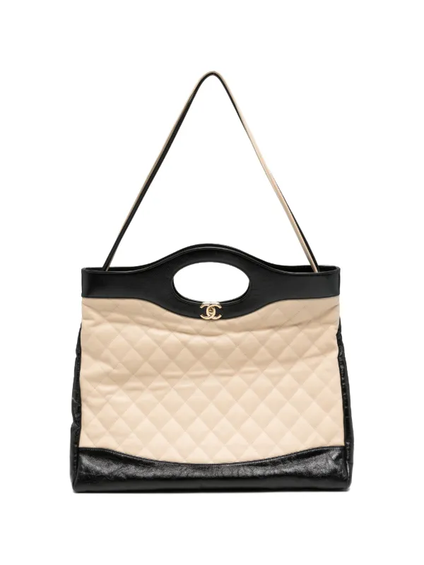 Chanel Pre-owned Large 31 Quilted Leather Tote Bag in Neutrals