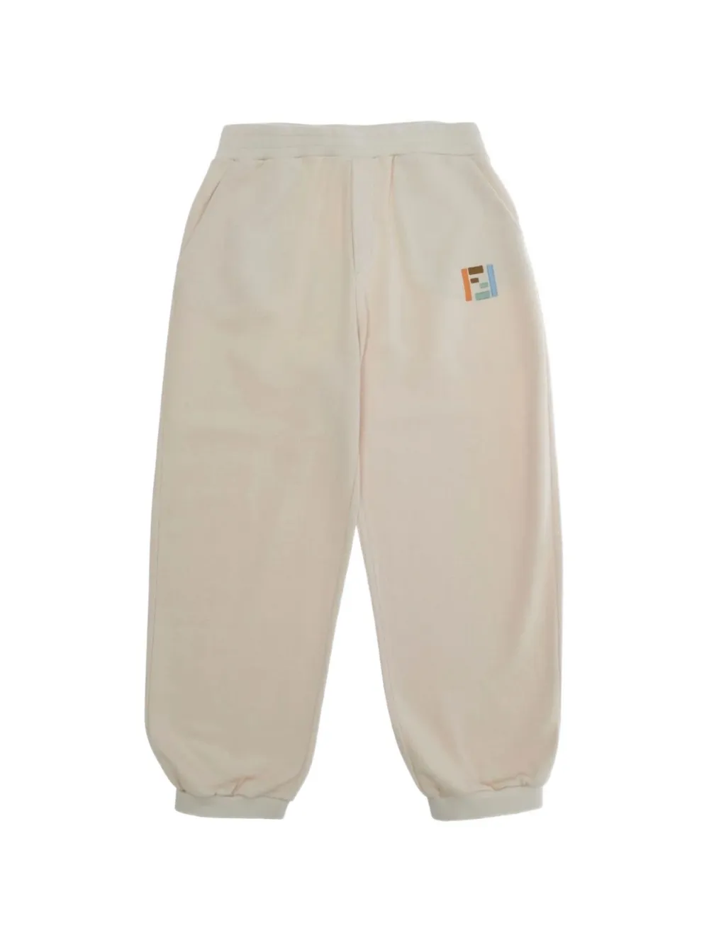 Fendi Kids Trainingsbroek met geborduurd logo Beige
