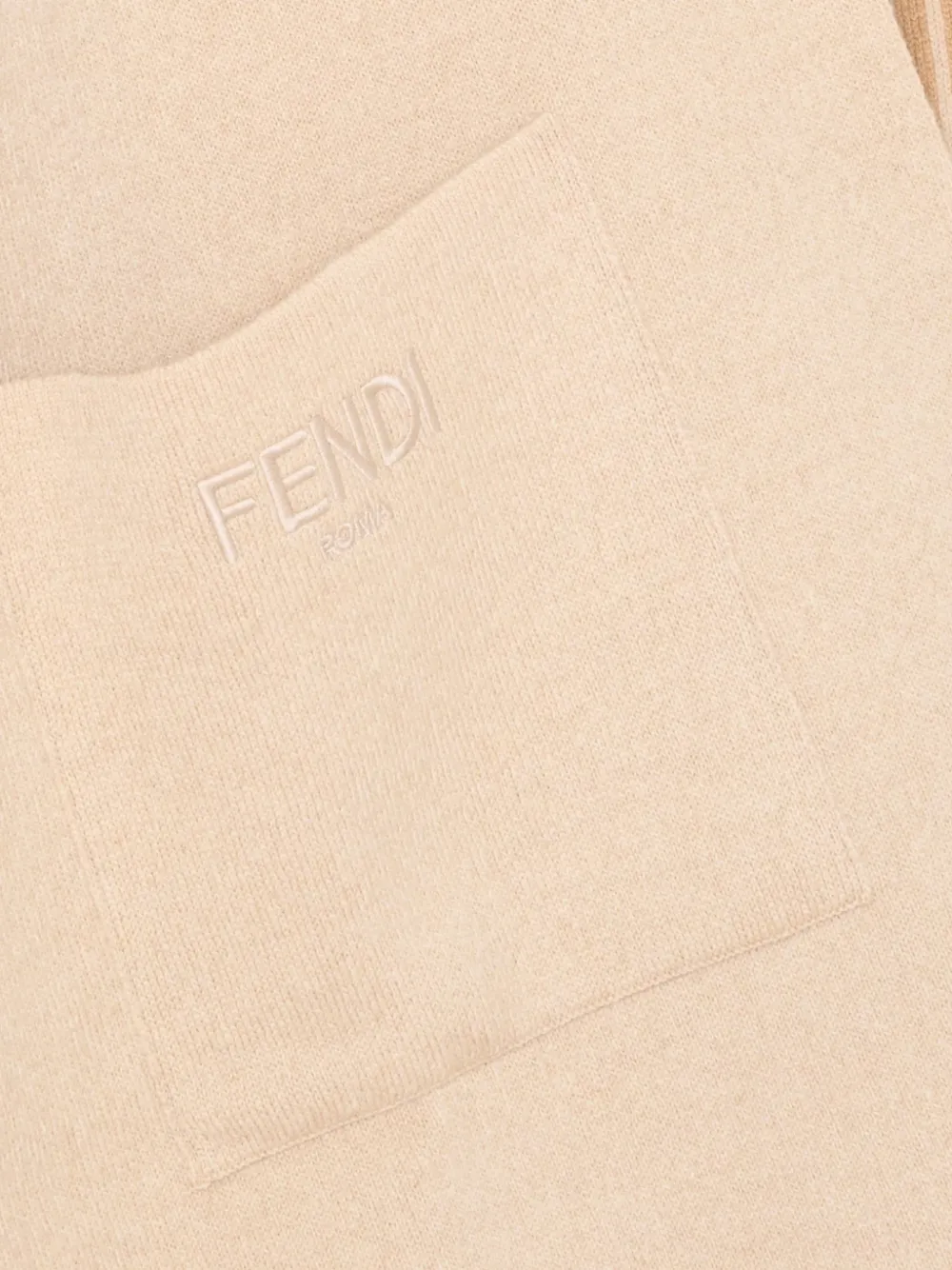 Fendi Kids Wollen jack met capuchon en FF-logo Beige