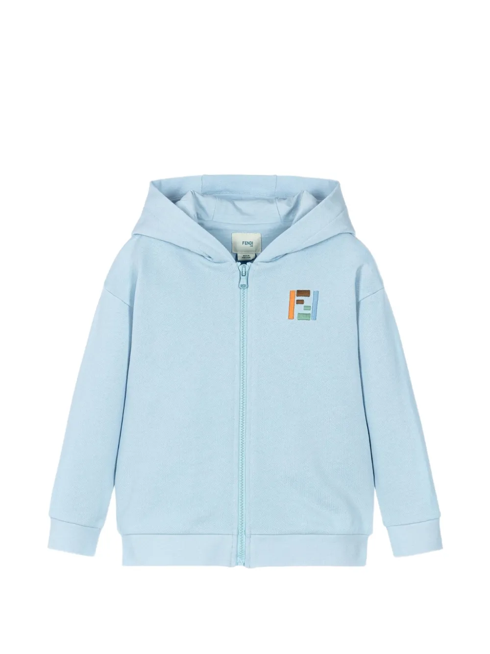 Fendi Kids logo-patch hoodie - Blau