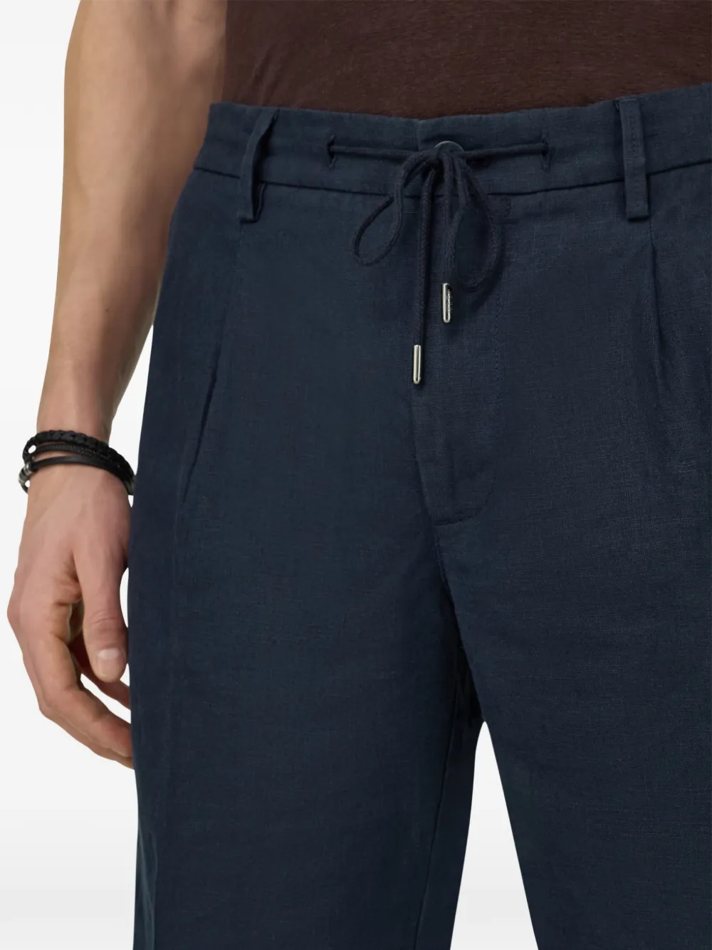 Boggi Milano Linnen shorts met trekkoord Blauw