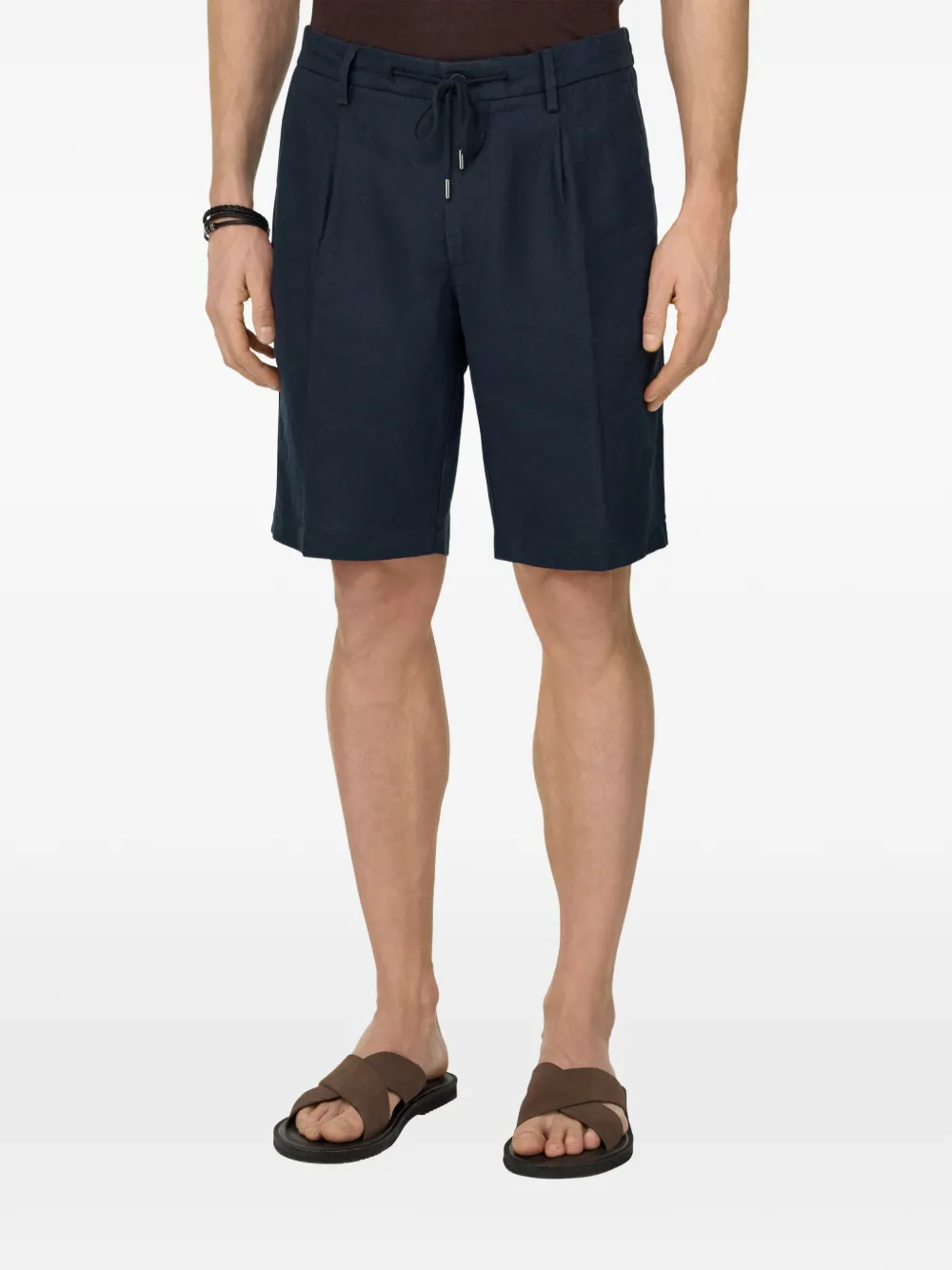 Boggi Milano Linnen shorts met trekkoord Blauw