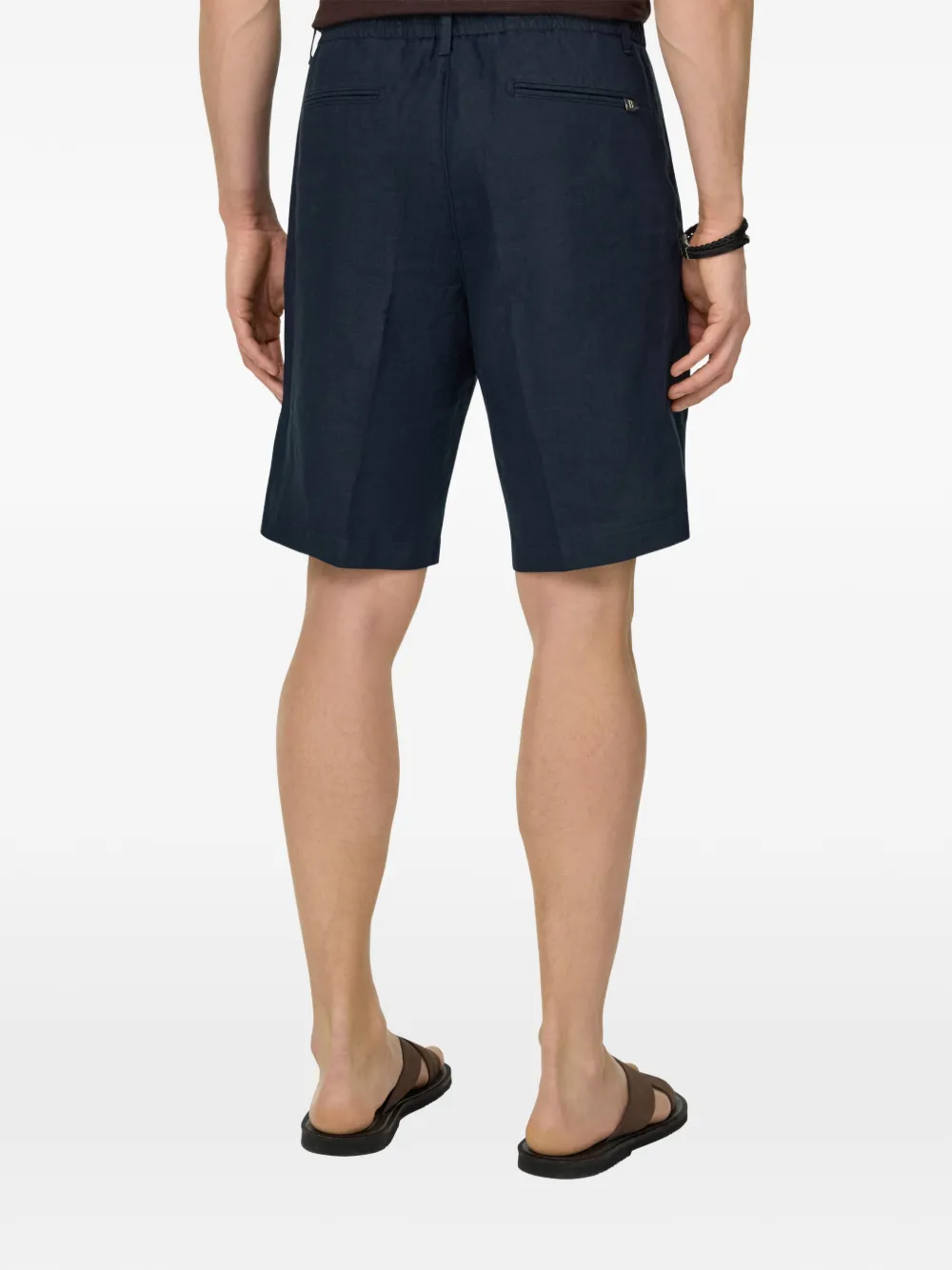 Boggi Milano Linnen shorts met trekkoord Blauw
