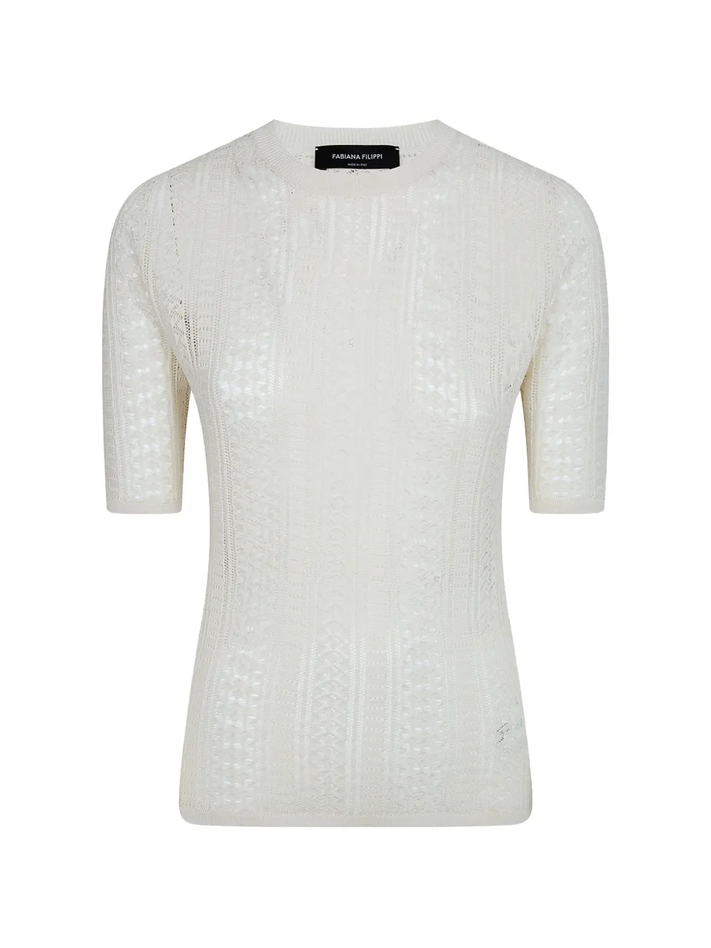 Fabiana Filippi open-stitch crew-neck T-shirt - Nude