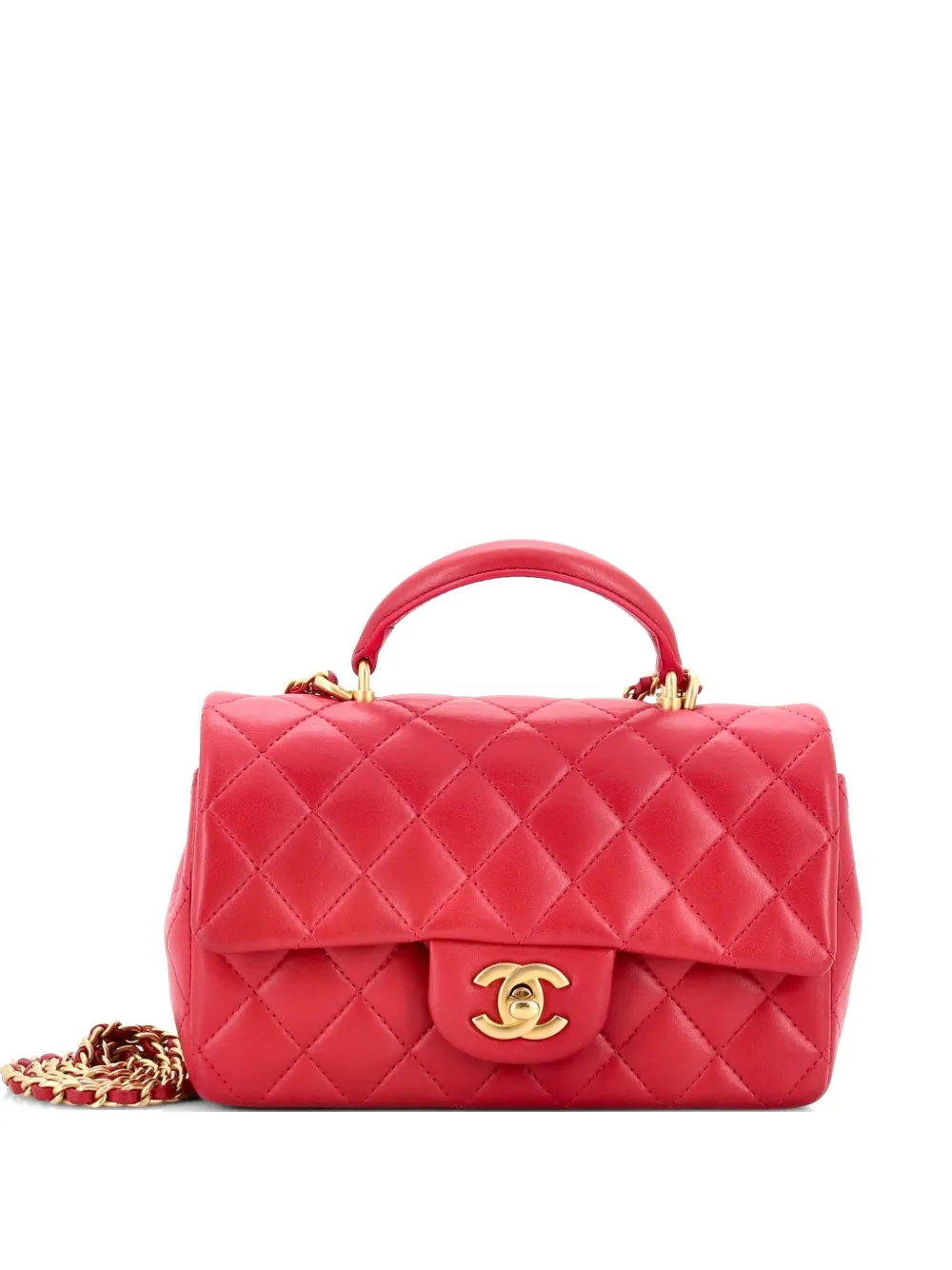 CHANEL Pre-Owned Classic Single Flap Top Handle Bag Quilted Lambskin Mini shoulder bag - Rosa
